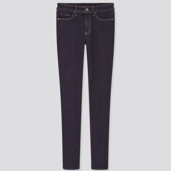 Uniqlo 5 pocket low rise cotton blend comfy stretch dark wash Skinny Jeans 26 - Picture 1 of 5